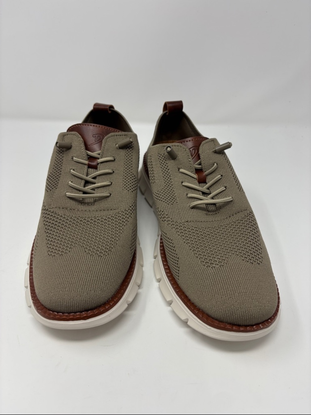 Breeze Men's Knit Lace-Up Casual Shoes in Olive with White Sole 43 - Picture 3 of 9